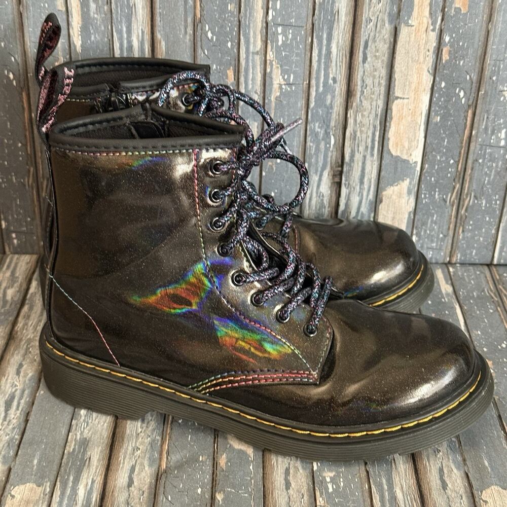 Dr. Martens 8-Eye Rainbow Iridescent Metallic Combat Boots Black Multicolor 4M